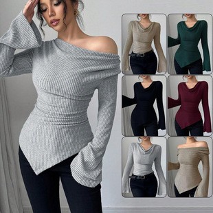 Off Shoulder Top - Blusa da donna a maniche lunghe