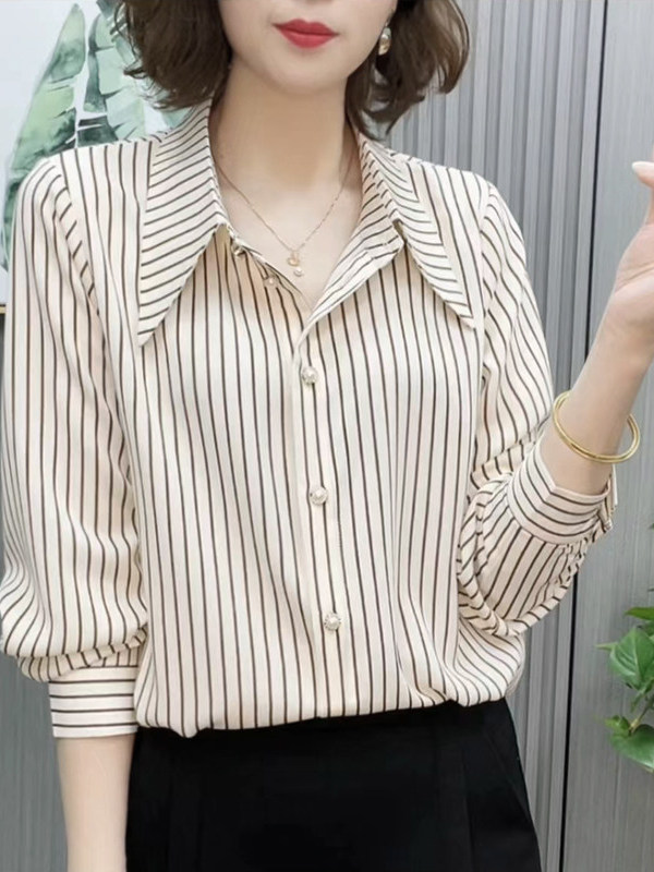 Women Fashion Over 60 - Camicia Leggera Casual a Maniche Lunghe