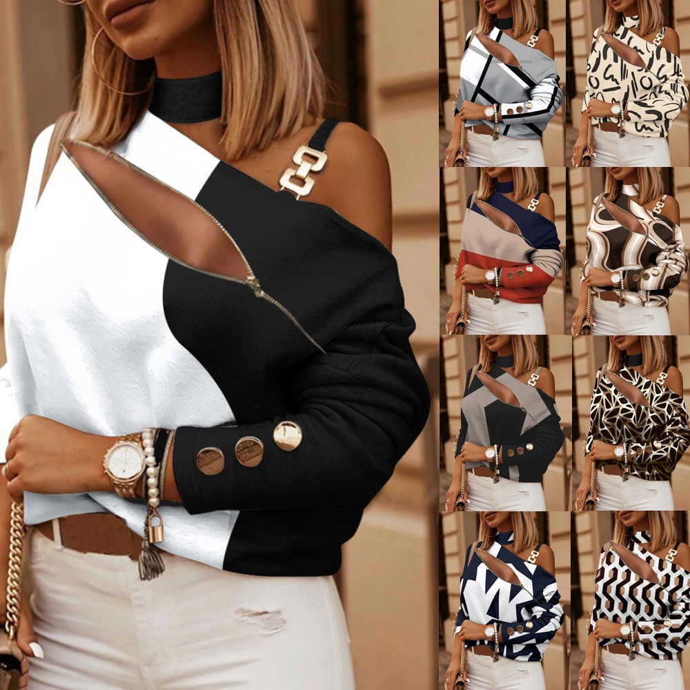 Off Shoulder Top - Camicetta da donna con spalle scoperte,