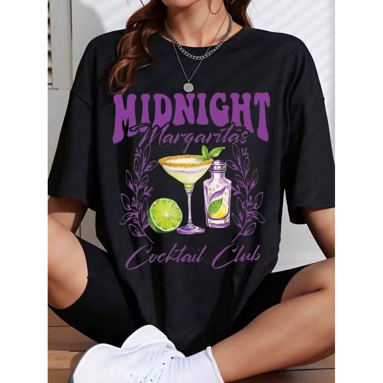 Women'S Fashion Graphic Tees - T-shirt Midnight Margaritas Cocktail Club da