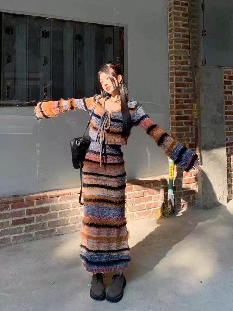 Longline Cardigan Knit - Set cardigan lavorato a maglia a