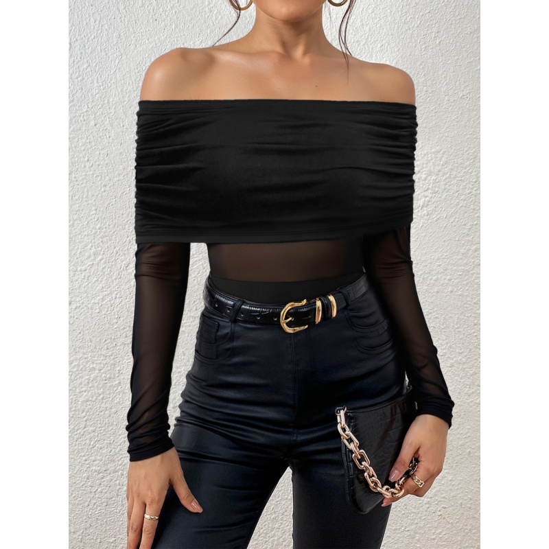 Off Shoulder Top - T-shirt aderente a maniche lunghe con