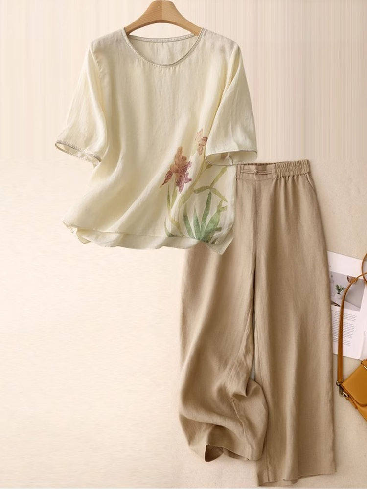Women Fashion Over 60 - Completo Casual in Lino e Cotone