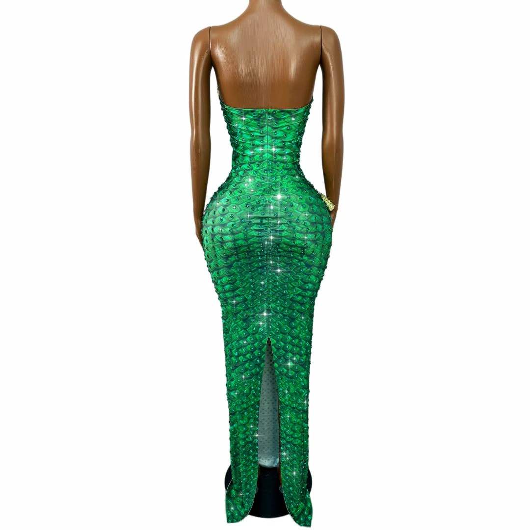 Abito tubino con strass verdi  - Women Fashion Designer Dresses Photos recensione e prezzo